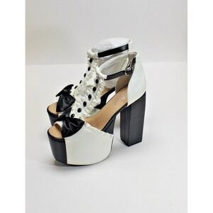 Charla Tedrick Luxedo platform Heel shoes Sandal Black white Womens Size 10M